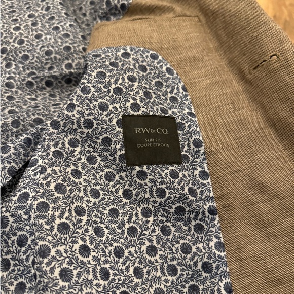 The Stanley RW&CO. Summer Blazer Dinner Suit Jacket Mens Taupe Tan Brown Sz L - Picture 15 of 16